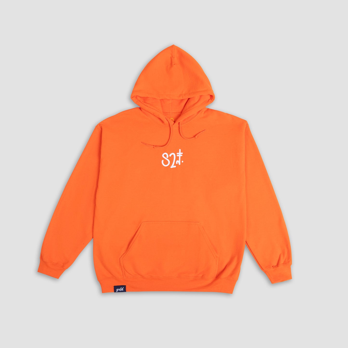 This image features a vibrant orange hoodie designed for both men and women. The hoodie sports a simplistic and casual design with a drawstring hood, providing a comfortable fit.