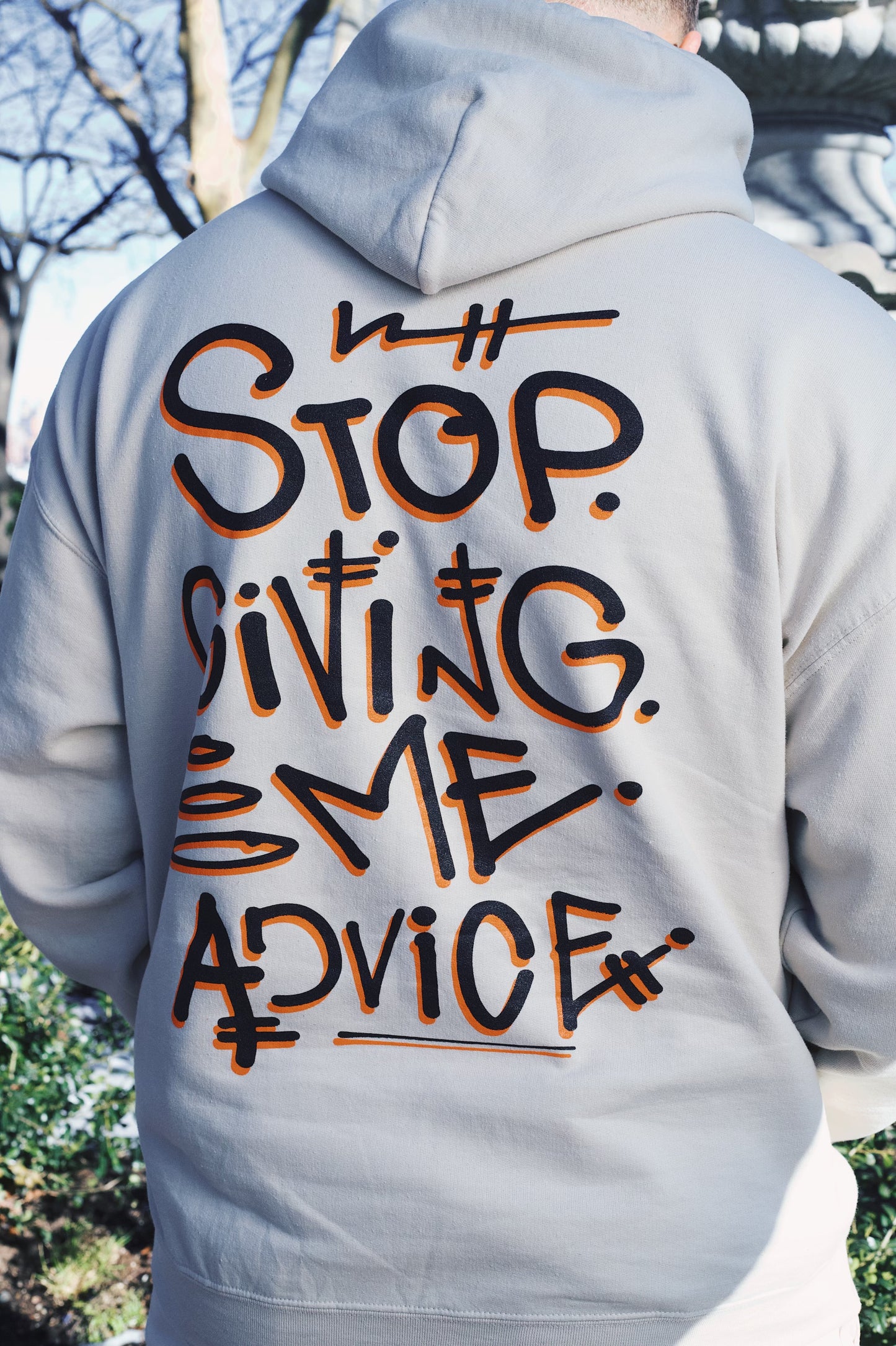 Cream " Stop Giving Me Advice " Hoodie